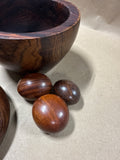 Wooden Apple Trinket Dish With 3 Wooden Eggs