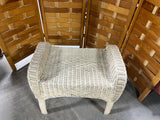 Tan Painted Wicker Ottoman- No Cushion