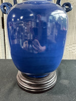 The Bradburn Gallery Blue Twist Handled Pottery Lamp (WORKS)
