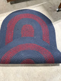 Navy and Red Oval Braided Rug, 49"x31"