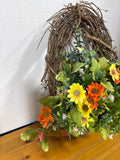 Hanging Rustic Grapevine Faux Floral Arrangement