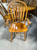 Oak Tone Dining Table with (6) Windsor Style Chairs