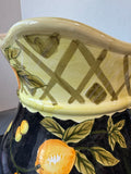 Tracy Porter Style Large Ceramic Pitcher Vase with Lemon Motif