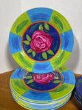 18 Piece Rose Melamine Dinner And Salad Plates