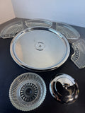 7-Piece Kromex Vintage Chrome & Glass Lazy Susan Serving Set
