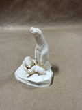 Stone Mama And Baby Polar Bear With Seal