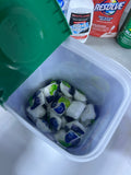 Cleaning Lot N.  Most bottles at least half full