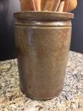 Vintage Crock with Wooden Utensils (see description)