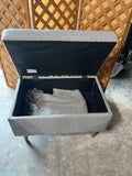 Brookmont Tufted Storage Ottoman, with Gray Blanket