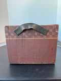 Country Christmas Primitive Style Wooden Planter or Storage Box with Leather Handles AS IS (READ DESCRIPTION CAREFULLY)