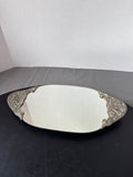 Godinger Silver Oval Vanity Tray Mirror With Ornate Silver Handles