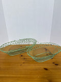 Green Wired Oval Baskets With Handles