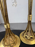 Pair of Bejeweled Gilded Metal Pillar Candle Holders