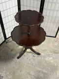 Two Tier Pie Crust Accent Table with Tripods Base