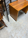 Petite Teak Veneer Desk on Casters