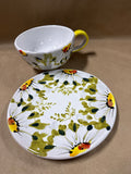(C) Hand Painted Abstract Soup Bowl And Plate — Made In Italy