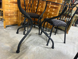 Glass Top Dining Set: Round Table with Metal Base/Tinted Glass and (4) Metal Chairs