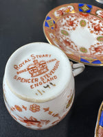 12-Piece Royal Stuart Spencer Stevenson England Bone China Demitasse Cups & Saucers Set