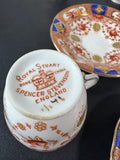 12-Piece Royal Stuart Spencer Stevenson England Bone China Demitasse Cups & Saucers Set