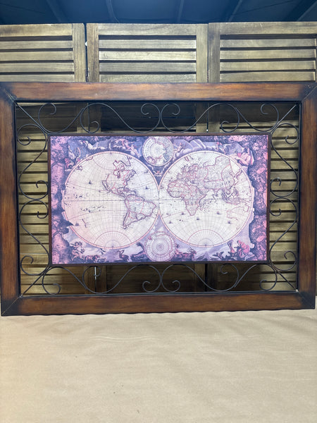 World Map with Metal Frame & Scrolling