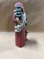 (A) Resin Santa With Reindeer
