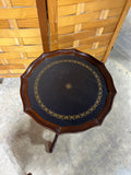 Leather Inlay Pair of Pedestal Side Tables/Stands