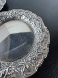 Pair of S. Kirk & Son Inc. Floral Embossed Sterling Silver Butter Pat Trays