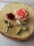 Pair of Vintage Roses Gold Tone Brooches