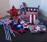 Americana Woven Basket Filled with Patriotic Decor