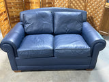 Ethan Allen Blue Leather Loveseat***HEAVY ITEM***READ DETAILS ON PICK UP POLICY***