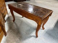 Asian Style Carved Coffee Table with Protective Glass