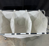 3-Section Rolling Metal Laundry Sorter