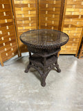 Brown Wicker/Rattan Glass Top Side Table, Unbranded