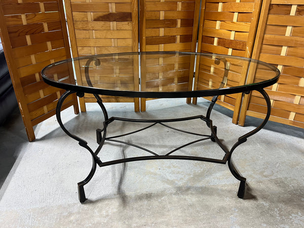 Oval Glass/Metal Coffee Table
