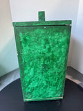 Green Sponge Painted Heavyweight Wooden Lidded Storage Bin or Trash Can with Barn & Cow Accents