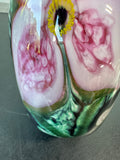 Signed Robert Eickholt Floral Hand Blown Art Glass Vase
