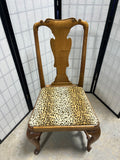 Single Dining Chair with Leopard Print Seat