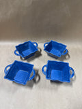 Blue Square Condiment Dishes With Handles - Set Of 4
