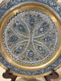 Round Floral Copper And Silver Plate Wall Plaque