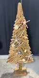 Driftwood Look 4FT Wooden Beachs Christmas Tree with Seashell & Starfish Garland