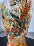 Japanese Vintage Satsuma Style Large Porcelain Fluted Vase
