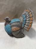 Blue And Orange Wicker Style Resin Turkey