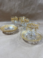 Gold Gilt French Style Sherbet Desert Glasses And Saucers — 8 Pieces