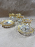 Gold Gilt French Style Sherbet Desert Glasses And Saucers — 8 Pieces