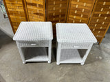 White Wicker Night Stands, (2)
