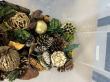Bin of Decorative Potpourri/Bowl Filler Containing Dried Botanicals, Pinecones and Woven Spheres