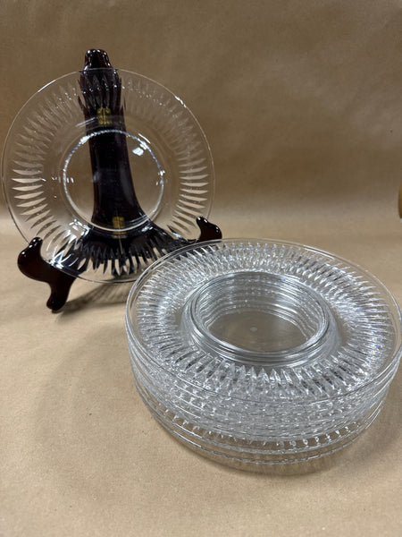 Set Of 8 Clear Glass Plates