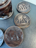 6-Piece Hand Carved Wooden Elephant Coasters in Box