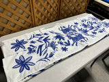 Pottery Barn Blue and White Embroidered Table Cloth, 50"x50"