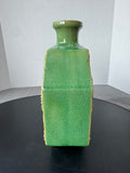 Green Crackled Gingko Leaf Embossed Glazed Pottery Vase